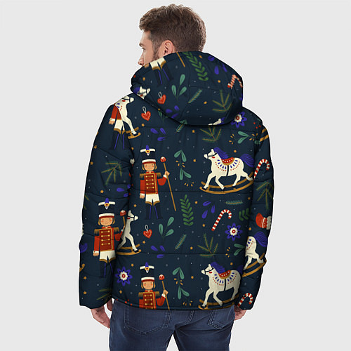 Мужская зимняя куртка Щелкунчик паттерн с лошадкой / 3D-Светло-серый – фото 4