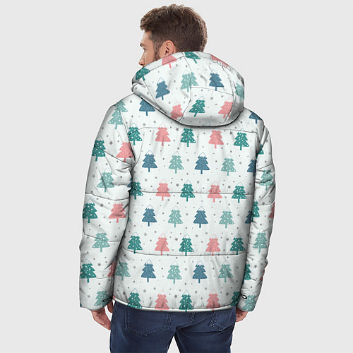 Мужская зимняя куртка Цветные ели / 3D-Черный – фото 4