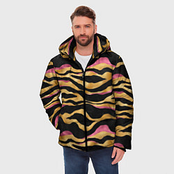 Куртка зимняя мужская Тигровый окрас Gold Pink, цвет: 3D-красный — фото 2