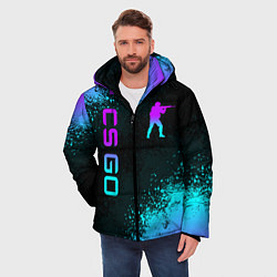 Куртка зимняя мужская CS GO NEON SYMBOL STYLE SKIN КС ГО НЕОН, цвет: 3D-светло-серый — фото 2