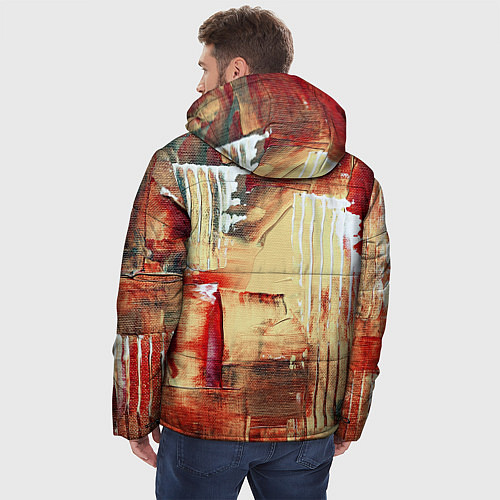 Мужская зимняя куртка Мазки краски красный / 3D-Черный – фото 4