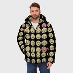 Куртка зимняя мужская Смайлики эмодзи паттерном, цвет: 3D-светло-серый — фото 2