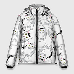 Куртка зимняя мужская КОТИКИ МЕМ МЯУ, цвет: 3D-светло-серый