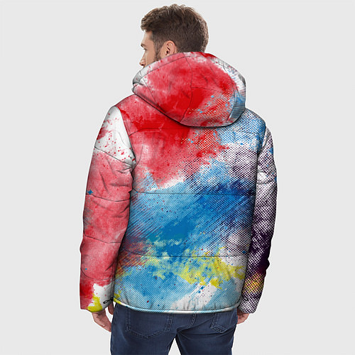 Мужская зимняя куртка Красочный лев на цветном облаке / 3D-Черный – фото 4