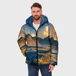 Куртка зимняя мужская Красивый горный пейзаж, цвет: 3D-светло-серый — фото 2
