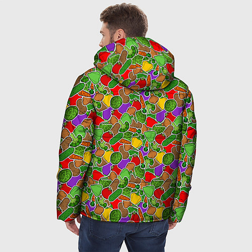Мужская зимняя куртка Овощи ЗОЖ / 3D-Черный – фото 4