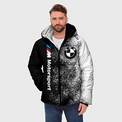 Куртка зимняя мужская БМВ Черно-белый логотип, цвет: 3D-черный — фото 2