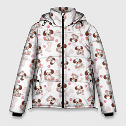Куртка зимняя мужская Милые щенята, цвет: 3D-черный