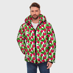 Куртка зимняя мужская Весенние Тюльпаны, цвет: 3D-красный — фото 2