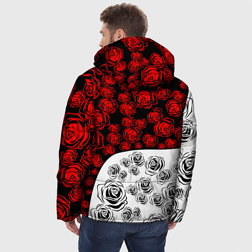 Мужская зимняя куртка Гитара Розы Контраст / 3D-Черный – фото 4
