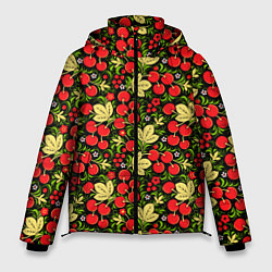 Куртка зимняя мужская Черешни хохлома, цвет: 3D-красный