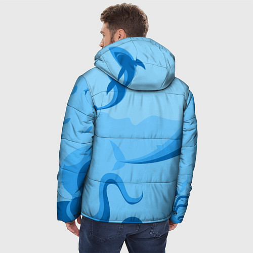 Мужская зимняя куртка МоРское Дно с Акулами / 3D-Светло-серый – фото 4