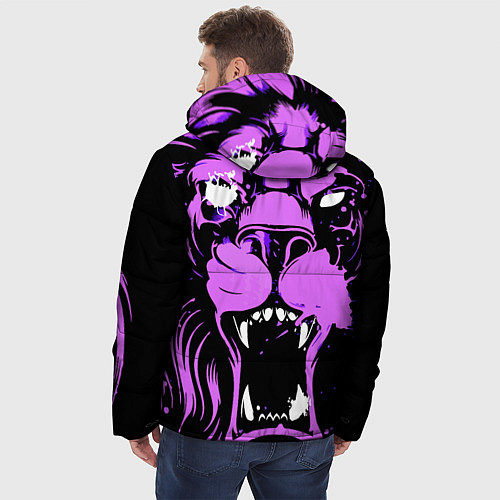 Мужская зимняя куртка Neon pink lion / 3D-Черный – фото 4