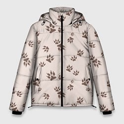 Куртка зимняя мужская Бежевый паттерн лапки, цвет: 3D-светло-серый