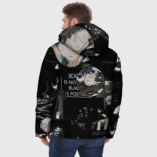 Мужская зимняя куртка Грустный Канеки Токийский Гуль Tokyo Ghoul / 3D-Черный – фото 4