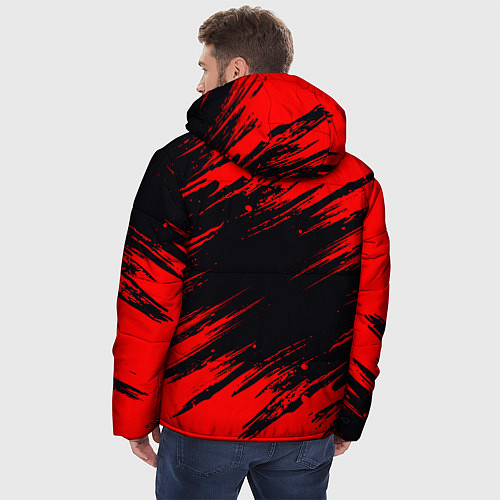 Мужская зимняя куртка Красная краска брызги / 3D-Черный – фото 4