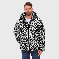 Куртка зимняя мужская Черно белый абстрактный узор, цвет: 3D-светло-серый — фото 2