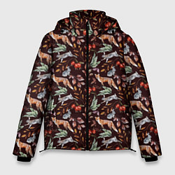 Куртка зимняя мужская Лесная лисичка паттерн, цвет: 3D-светло-серый