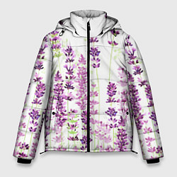 Куртка зимняя мужская Цветы Лаванды акварелью, цвет: 3D-красный