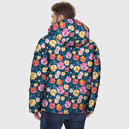 Мужская зимняя куртка Поле цветов / 3D-Светло-серый – фото 4