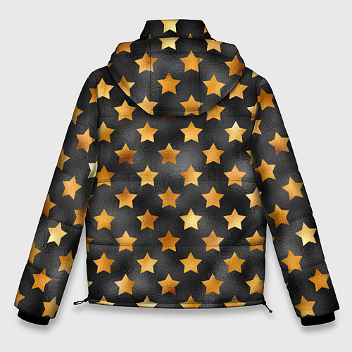 Мужская зимняя куртка Золотые звезды на черном / 3D-Красный – фото 2