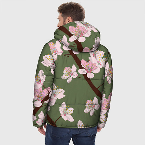 Мужская зимняя куртка Деревья весной / 3D-Черный – фото 4