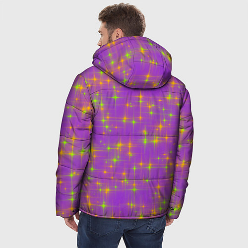 Мужская зимняя куртка Космос, лиловое звёздное небо / 3D-Черный – фото 4