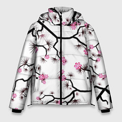 Куртка зимняя мужская Цветущий шиповник, цвет: 3D-черный