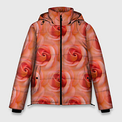Куртка зимняя мужская Розы - цветы - паттерн, цвет: 3D-красный