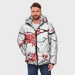 Куртка зимняя мужская Распустившиеся цветы, цвет: 3D-черный — фото 2