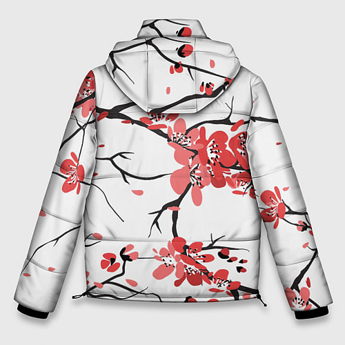 Мужская зимняя куртка Распустившиеся цветы / 3D-Красный – фото 2