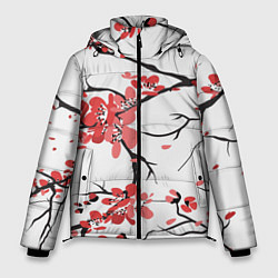 Куртка зимняя мужская Распустившиеся цветы, цвет: 3D-красный