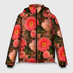 Куртка зимняя мужская Полевые цветочки дачные цветы, цвет: 3D-светло-серый