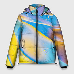 Куртка зимняя мужская Градиент Жёлто-Голубая Абстракция, цвет: 3D-красный