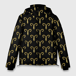 Куртка зимняя мужская Золотой овен на черном фоне Паттерн, цвет: 3D-светло-серый