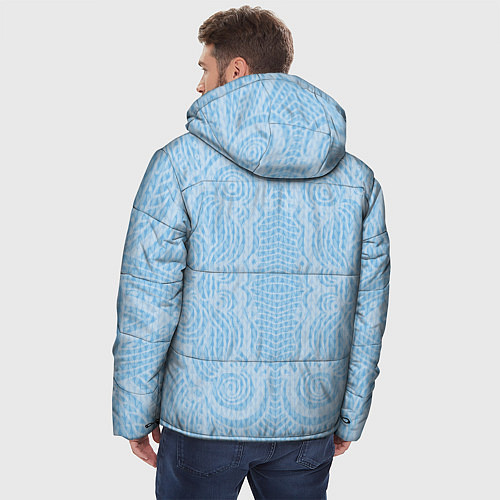 Мужская зимняя куртка Вязаный светлый узор, абстракция Нежный голубой цв / 3D-Черный – фото 4