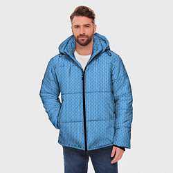 Куртка зимняя мужская Вязаный узор голубого цвета, цвет: 3D-черный — фото 2