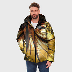 Куртка зимняя мужская Черный с золотым фрактал Абстракция, цвет: 3D-светло-серый — фото 2