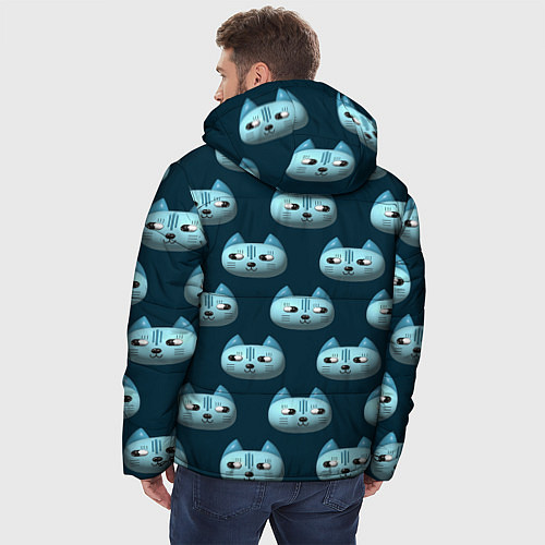 Мужская зимняя куртка Мордочки котов с эффектом 3d Паттерн / 3D-Черный – фото 4