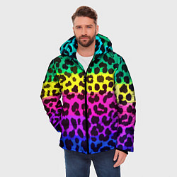 Куртка зимняя мужская Leopard Pattern Neon, цвет: 3D-красный — фото 2