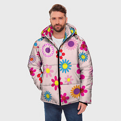 Куртка зимняя мужская Мультяшные цветочки, цвет: 3D-светло-серый — фото 2