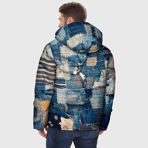 Мужская зимняя куртка Patchwork Jeans Осень Зима 2023 / 3D-Красный – фото 4
