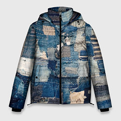 Куртка зимняя мужская Patchwork Jeans Осень Зима 2023, цвет: 3D-красный
