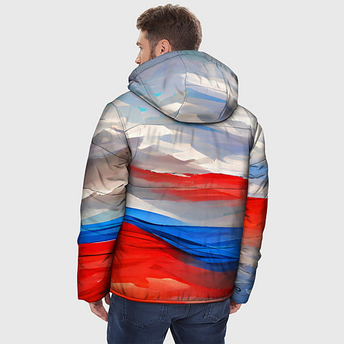 Мужская зимняя куртка Флаг России в красках / 3D-Черный – фото 4