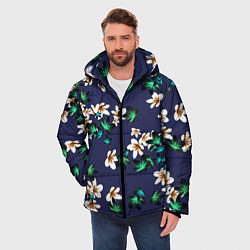Куртка зимняя мужская Цветы Узор Дицы, цвет: 3D-черный — фото 2