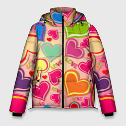 Куртка зимняя мужская ЛЮБОВНЫЕ СЕРДЕЧКИ LOVE HEARTS, цвет: 3D-светло-серый