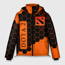 Куртка зимняя мужская ДОТА 2 на фоне узоров из сот, цвет: 3D-черный