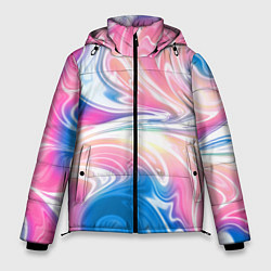 Куртка зимняя мужская Абстрактный цветной паттерн Волны Abstract Color P, цвет: 3D-светло-серый