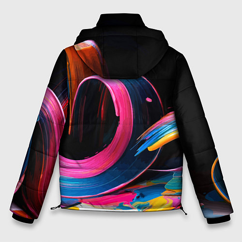 Мужская зимняя куртка Разноцветный мазки краски Абстракция Multicolored / 3D-Красный – фото 2