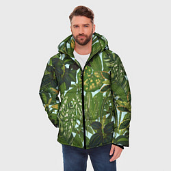 Куртка зимняя мужская Зеленые Тропические Растения, цвет: 3D-светло-серый — фото 2
